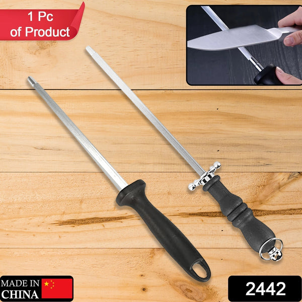 2442 Stainless Steel Kitchen Sharpening Rod, Sharpener Knife, Lightweight Sturdy and Durable for Kitchen DeoDap