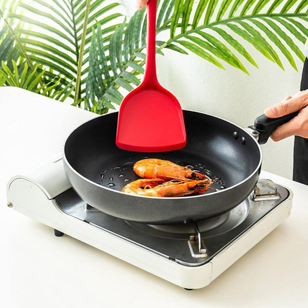 2022 Heat Resistant Silicone Spatula Non-Stick Wok Turner in Hygienic Solid Coating Cookware Kitchen Tools DeoDap