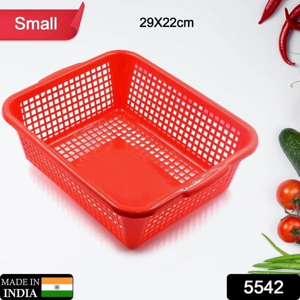 5542 Plastic 1 Pc Kitchen Small Size Dish Rack Drainer Vegetables and Fruits Washing Basket Dish Rack Multipurpose Organizers (29x22CM Mix Color)