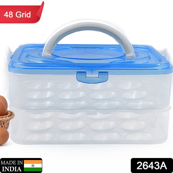 2643A Double Layer Premium 48 Grid Egg Storage Box for Egg Storage Container DeoDap