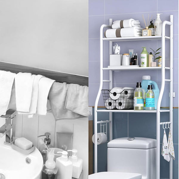 8803 Multi-Layer The Toilet Storage Rack Metal | Bathroom Shelf Space Saving Organizer for Laundry Room Wash Basin Floor Stand