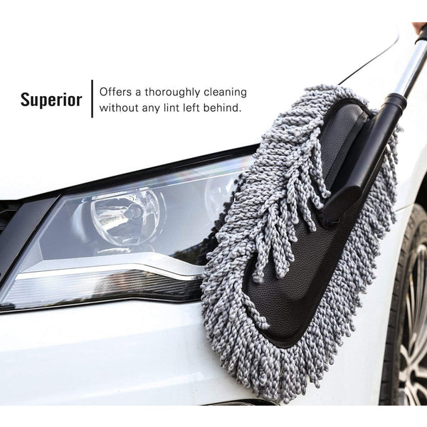 4749 Car Duster, Long Retractable/Soft/Non-Slip/Handle Multipurpose Microfiber Wash Brush Vehicle Interior and Exterior Cleaning Kit with for Car, Boats or Home DeoDap