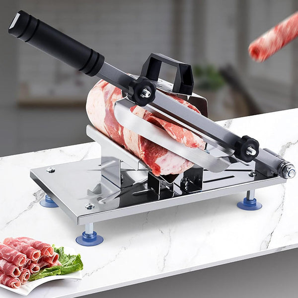 5807 Meat Slicer Beef Slicing Machine Mutton Cutter Stainless Steel | Alloy Steel Blade Stainless Steel Body Anti-Rust Labor-Saving Washable for Beef, Vegetables, Fruits