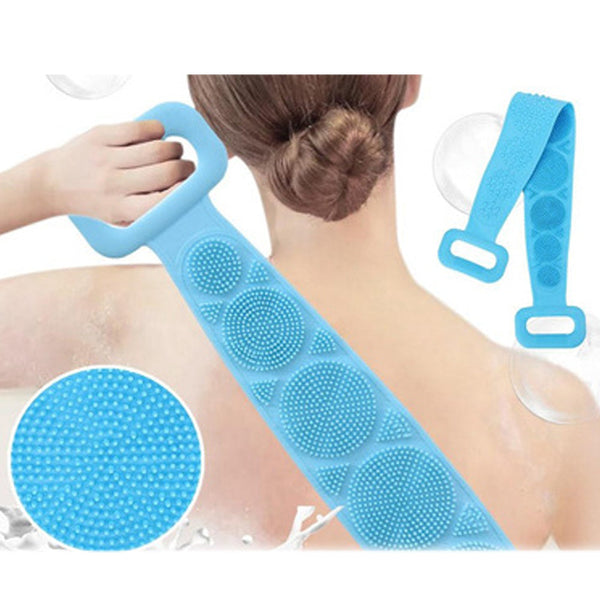 1302A Silicone Body Back Scrubber Double Side Bathing Brush for Skin Deep Cleaning, Scrubber Belt DeoDap