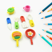 Fancy & Stylish Colorful Erasers, Mini Eraser Creative Cute Novelty Eraser for Children Different Designs Eraser Set for Return Gift, Birthday Party, School Prize, Cookware Shaped, Makeup Set Eraser (9 pc & 8 Pc Set)