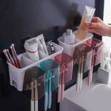 Wall Mount Toothbrush Holder with 3 & 2 Cups Automatic Toothpaste Holder Multi-Functional Kids Favorite Candy Toothbrush Holder Bathroom Accessories Organizer Rack