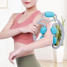 0265 Muscle Massage Roller, 5 Wheels Relieve Soreness Leg Muscle Roller Fitness Roller Muscle Relaxer Massage Roller Ring Clip All Round Massaging Uniform Force Elastic PP Drop Shaped for Home Use (1 Pc)