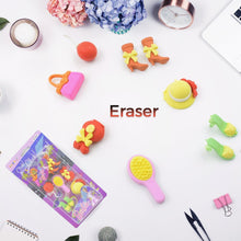 Fancy & Stylish Colorful Erasers, Mini Eraser Creative Cute Novelty Eraser for Children Different Designs Eraser Set for Return Gift, Birthday Party, School Prize, Cookware Shaped, Makeup Set Eraser (9 pc & 8 Pc Set)