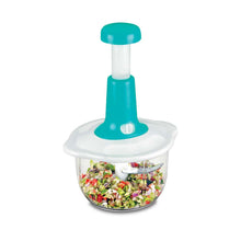 2464 Hand Press Fruits and Vegetable 2 in 1 Push Chopper for Kitchen, 3 Sharp Stainless Steel Blades (1600Ml) DeoDap