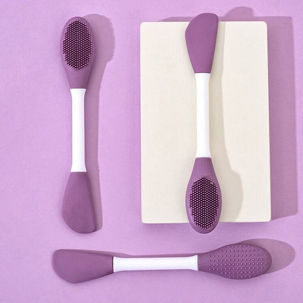 12532 Double-headed Silicone Mask Brush Face Cleansing and Applying Mud Mask Beauty Salon Special Brush Smear Tool Facial Scrub Silicone Wash Scrubber Face Tools (1 Pc)