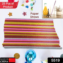 5519 Home Paper Straws Durable & Eco-Friendly Colorful - Drinking Straws & Party Decoration Supplies, Adorable Solid Color Food Grade Paper Straws for Birtay Wedding Baby Shower Celebration (25 Pcs Set)