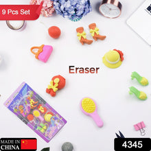 Fancy & Stylish Colorful Erasers, Mini Eraser Creative Cute Novelty Eraser for Children Different Designs Eraser Set for Return Gift, Birthday Party, School Prize, Cookware Shaped, Makeup Set Eraser (9 pc & 8 Pc Set)