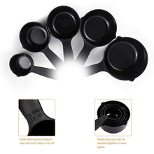 2646 Plastic Measuring Cups and Spoons (11 Pcs, Black) With butterfly shape Holder DeoDap