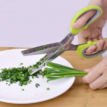 UK-0223 Multifunction 5 Blade Vegetable Stainless Steel Herbs Scissor with Blade Comb