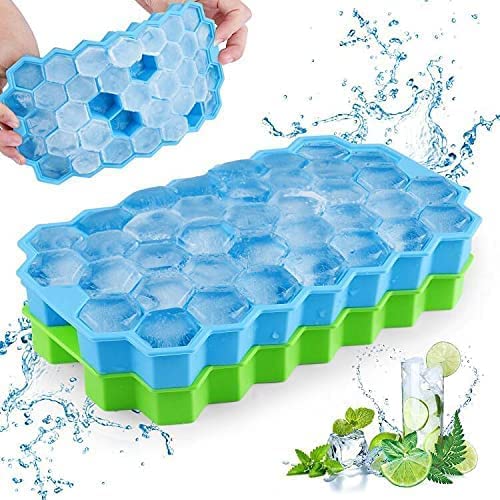 UK-0297 Ice Cube Tray for Freezer Flexible Silicone Honeycomb Design 37 Cavity Ice Cube Tray Ice Cube Box for Home Ice Cubes Silicon Trays for Freezer Mould Safe Ice Cube Molds Multicolor