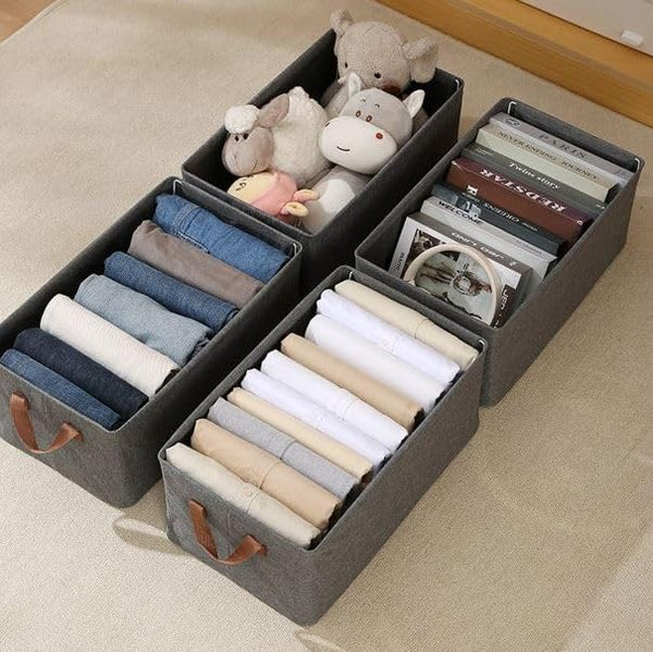 Cart2Add Collapsible Clothes Organizer for Jeans Washable Fabric Closet Storage Box Drawers Foldable Clothing Storage Bins with Handle (1pcs)