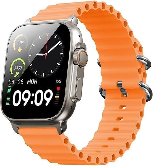 UK-0220 T900 Ultra Big Smart Watch with 2.09" (49mm) Bluetooth Calling Offer Orange Strap HD Display Soof Watch Sleep Monitoring Charge Walking, Running, Cycling