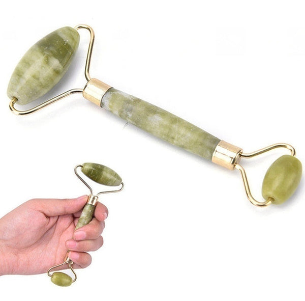 1387 Smooth Facial Roller & Massager Natural Massage Jade Stone DeoDap