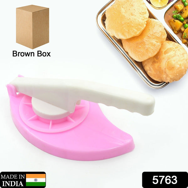 5763 Plastic Puri Maker Press Machine With Handle Manual Thepla, Paratha, Chapati, khakhra, Momos, Nan, Roti Maker, Unbreakable Puri Press Machine, Chapati Maker Dough Press With Brown Box (1 Pc  )