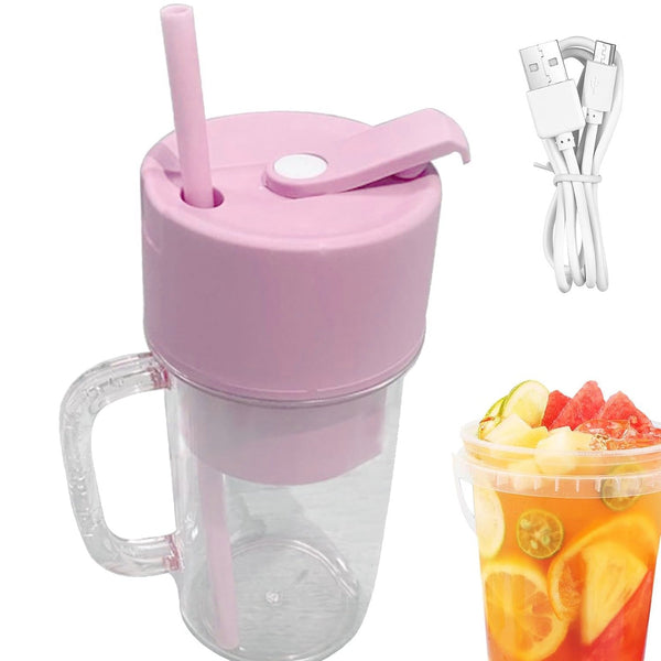 5841 2 In1 Portable Crusher Juicer With Handle & Straw for Smoothie Sipper USB Rechargeable (340 ml) 6 Stainless Steel Blades Compact Juicer Mixer, Juicer Portable Fresh Juice Blender Portable Electric Juicer ( 340 ML )