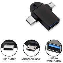 UK-0282 2 in1 OTG Adapter, USB 3.0 Female to Micro-USB Male and Type-C Male Connector Aluminium High Speed Data OTG for All Type-C Smartphone & All Android Mobiles