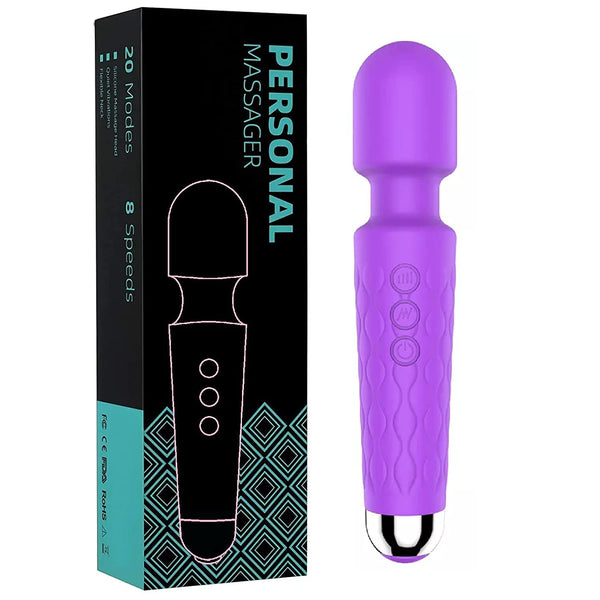 Waterproof Rechargeable Personal Body Massager for Women | Cordless Handheld Wand with 20 Vibration Modes & 8 Speed Patterns | Perfect for Pain Relief Massag