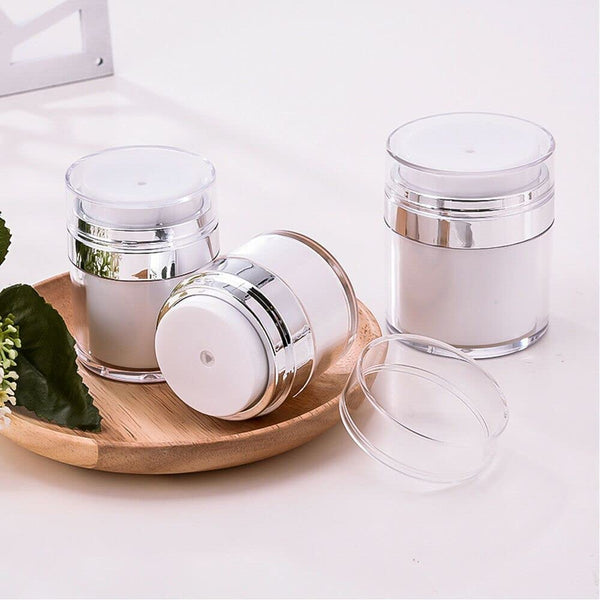 Airless Pump Jars 30ML,Empty Refillable Cosmetic Air Pump Acrylic Bottles Airless Lotion Face Cream Dispenser Containers Makeup Vials Accessories Leak-Proof DIY Travel Cans Press Style