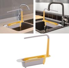 7723 Telescopic Sink Storage Rack Material Kitchen Rag Rack Dishwashing Organizer Shelf Drain Basket Pp Under Sink Organizers ( Mic Color 1 Pc)