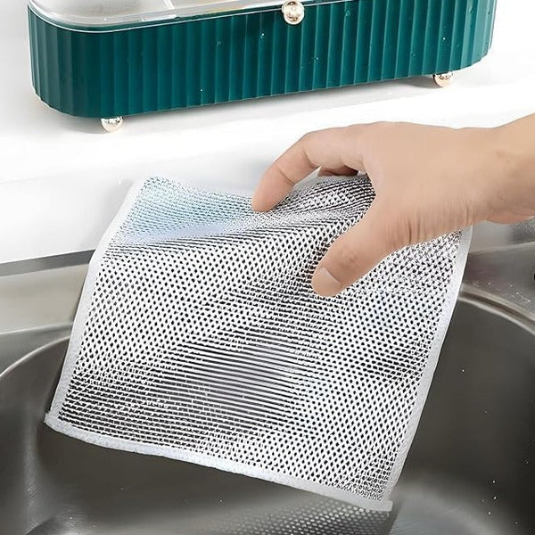 UK-0304  Non-Scratch Wire Dishcloth, Steel Wire Dish Towel, Multipurpose Wire Dishwashing Rags for Wet and Dry, Scrubs & Cleans for Dishes