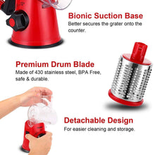 Plastic Stainless Steel 3 in 1 Multi-Functional Drum Rotary Vegetable Cutter, Shredder, Grater & Slicer | Slicer Dicer with High Speed Rotary Cylinder - (Multicolor)