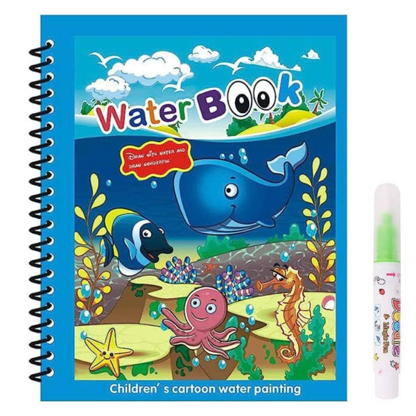 UK-0212 Magic Water Quick Dry Book for Water Coloring with Magic Pen Painting Board for Children Education Drawing Pad (Random Design & Assorted Color)