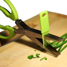 UK-0223 Multifunction 5 Blade Vegetable Stainless Steel Herbs Scissor with Blade Comb