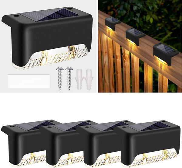 UK-0276 Solar Step Lights Outdoor 8 Pack, Solar Fence Lights Deck Lights