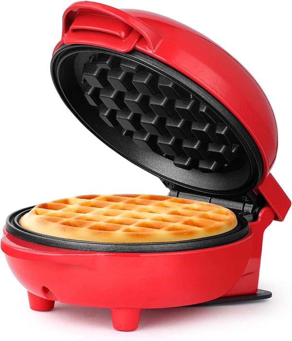 Mini Waffle Maker 4 Inch- 350 Watts: Stainless Steel Non-Stick Electric Iron Machine for Individual Belgian Waffles, Pan Cakes, Paninis or Other Snacks