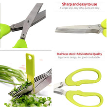 UK-0223 Multifunction 5 Blade Vegetable Stainless Steel Herbs Scissor with Blade Comb