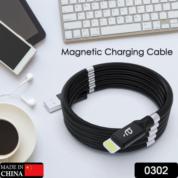 0302 USB Cable, Charging Cable 3A Fast Charge and Sync Most Stunning Charging Cable, Magnetic Charging Cable Charging Cable for Phone (Compatible with (No More Messy Cables in Car & Home), (120 CM), ( Black), One Cable)