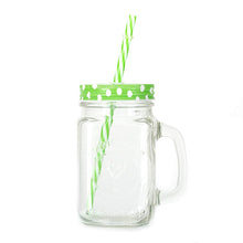 760 Drinking Cup/Glass/Mug Mason Jar with Handle & Straw DeoDap