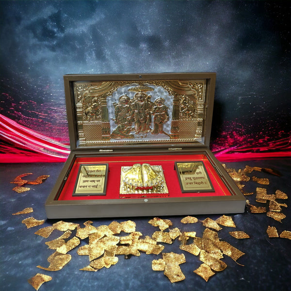 UK-0325 BIG SIZE-Blessing Lord Small Puja Worship Box – Gold Plated ( MIX GOD)