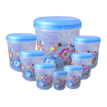 2448 Air Tight Plastic Transparent Container Set (10000ml, 7000ml, 5000ml, 3000ml, 2000ml, 1000ml, 750ml, 500ml) DeoDap