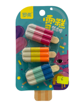 4566 New Ice Cream Stick Erasers for Kids, Pops Fruit-Scented Puzzle Erasers, School Supplies for Kids - Set of 3