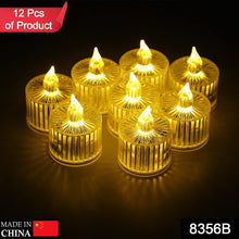 12 Pcs Flameless and Smokeless Decorative Acrylic Candles Transparent Led Tea Light Candle for Gifting, House, Diwali, Christmas, Festival, Events Decor Candles