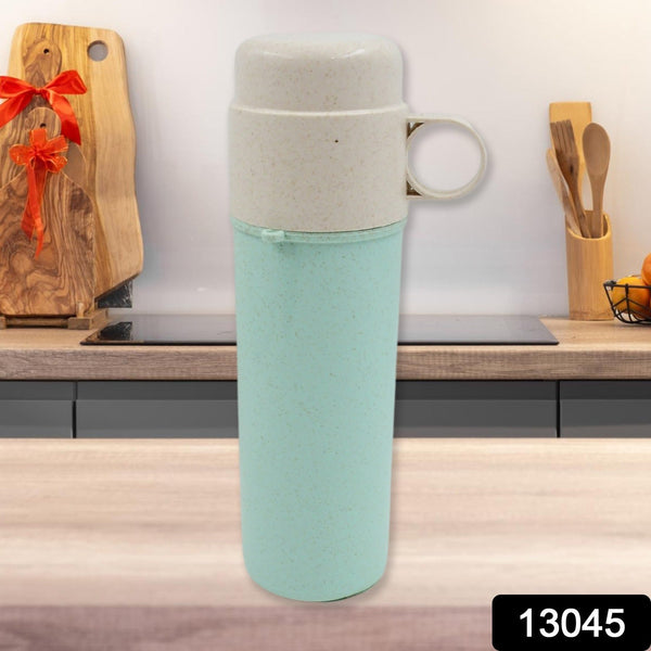 13045 Travel Coffee Cup Portable Water Bottle Wheat Straw Coffee Tea Mug Coffee Mug with Lids for Coffee Tea Portable for School (300 ML Approx)