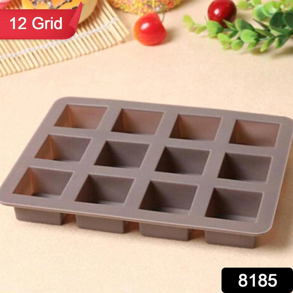 8185 Silicone Chocolate Mould 12 Cavity Square Shape Mould Candy Mold Baking Tools For Cake Chocolate, Food Grade Non-Stick Reusable, Baking Trays (1 pc)