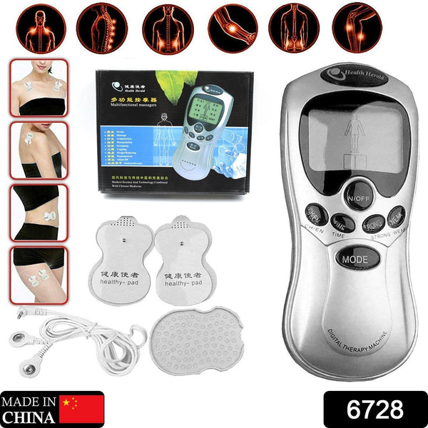 6728  Multifunctional Massager, Acupuncture Machine Electric Digital Therapy neck back electronic pulse full body massager Therapy Pulse Muscle Relax Massager & Meridian, 2 Electrode Pads,  health care equipment, Massager Set (Adapter Not Included)